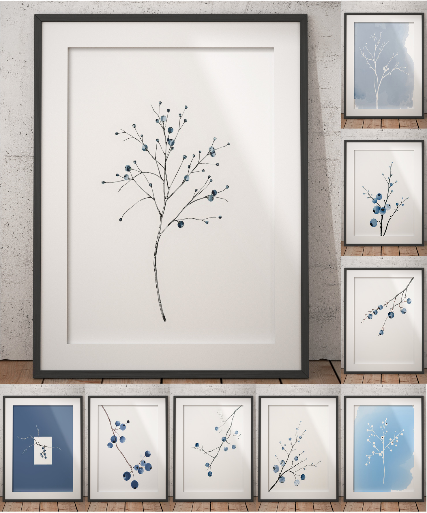 Blue Berries Decor Set